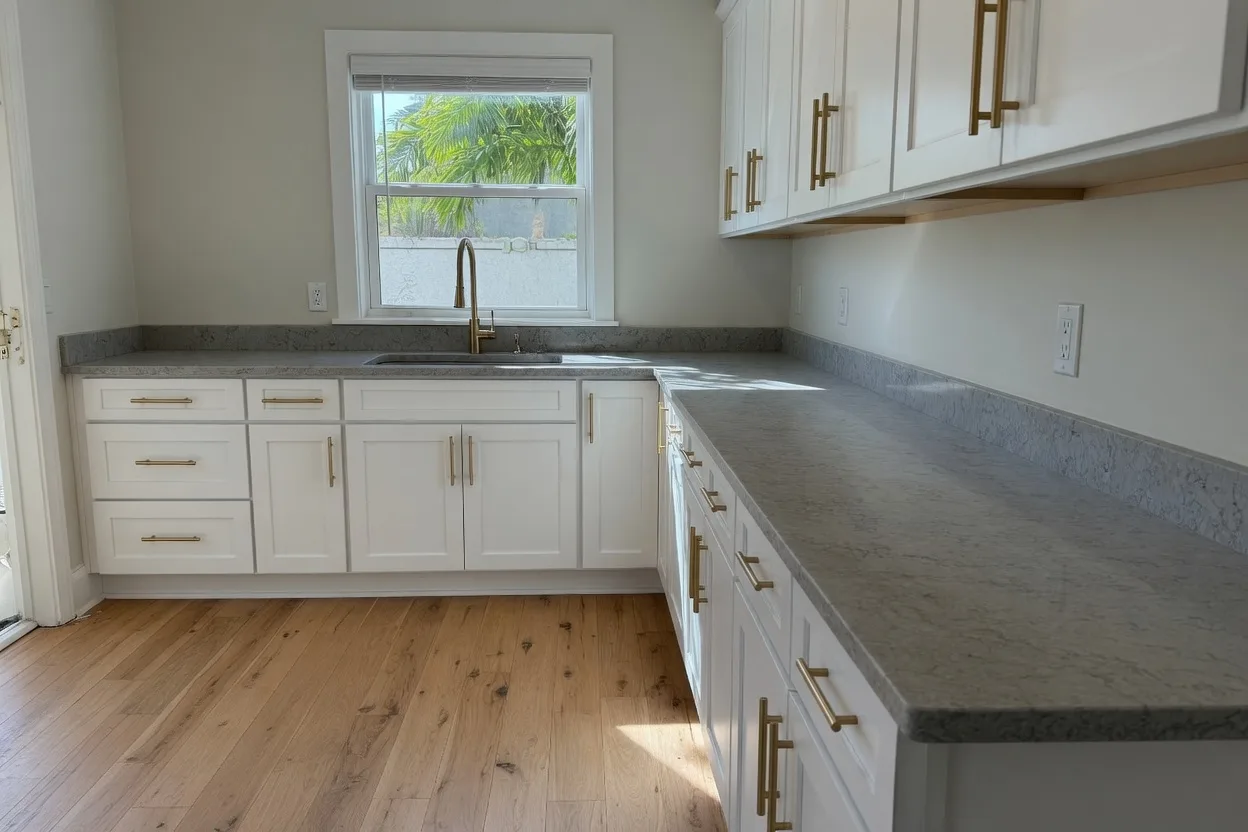 Same Lutz kitchen cabinets, viewed from the counter