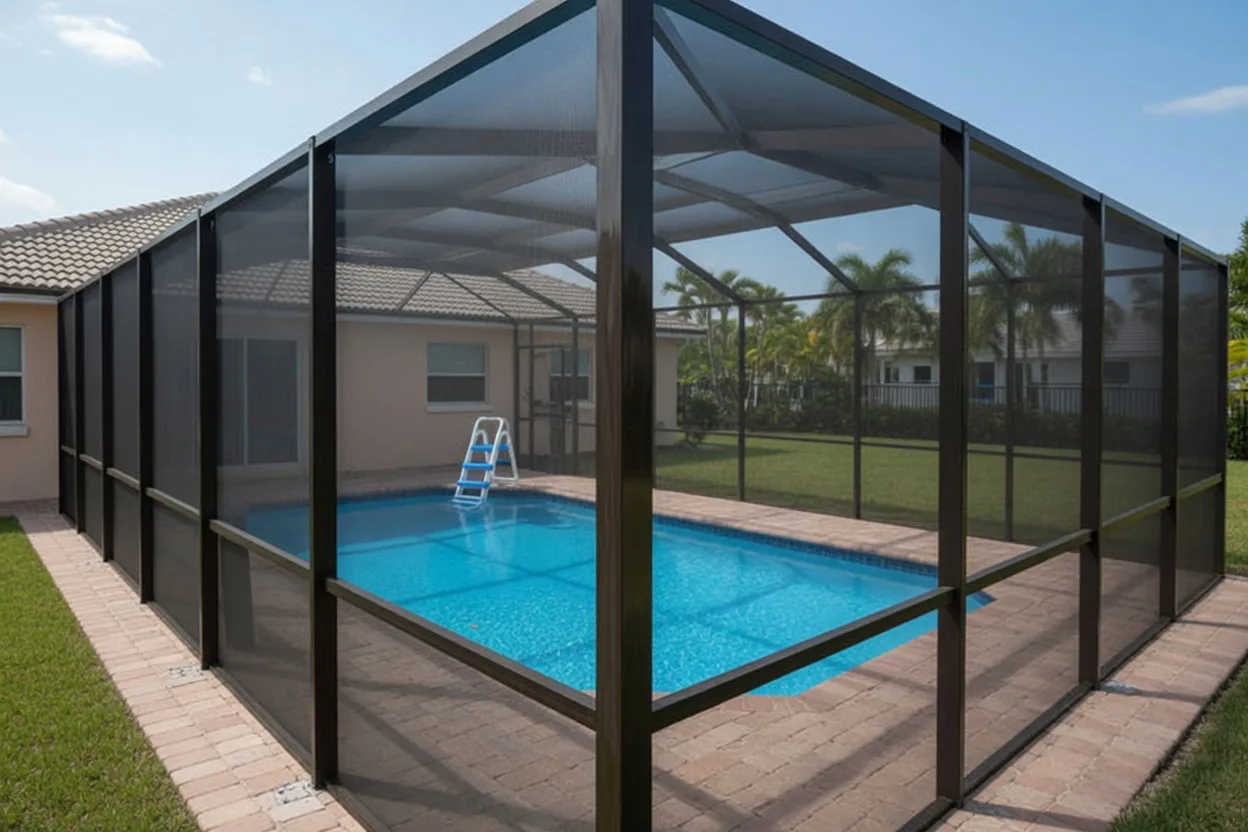 Same Odessa pool cage, viewed from inside the enclosure