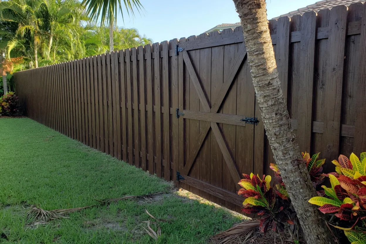 Fence staining in Town n Country, along the fence