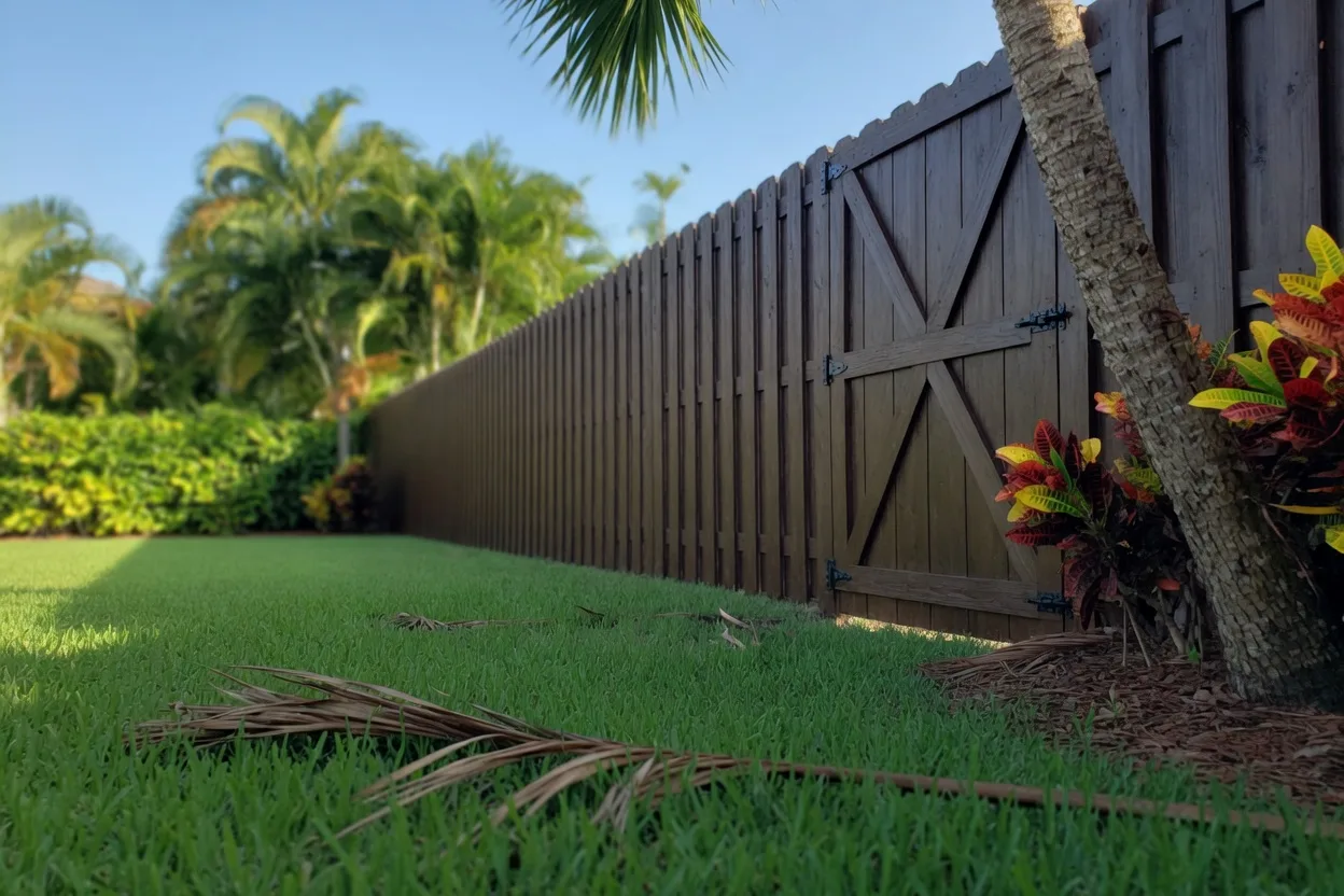 Same Town n Country fence, viewed from the lawn