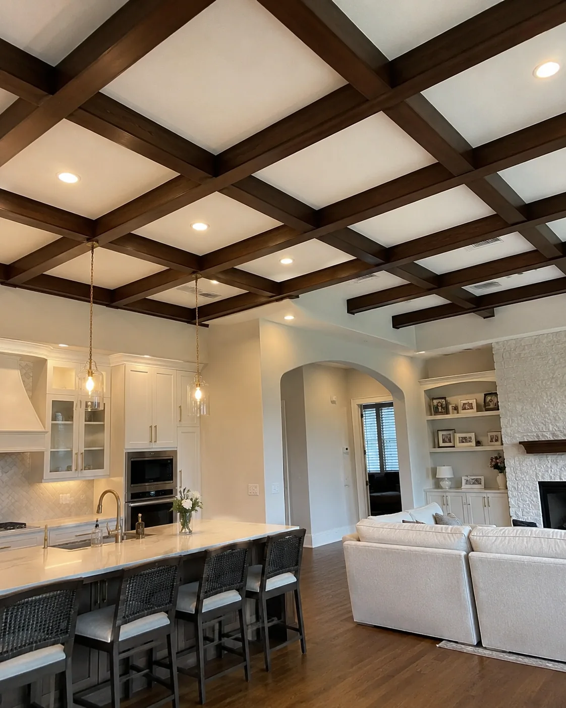 Coffered wood ceiling finished by Westchase Painting Company